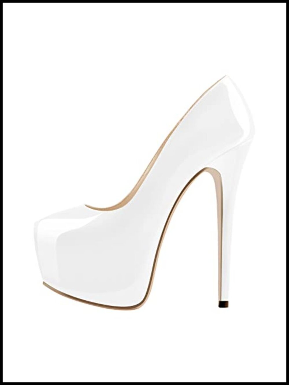 Leather Platform High Heel Pumps Round Closed Toe 5.5 inch Heels